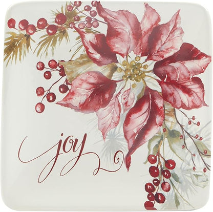 Certified International Winters Joy 6" Luncheon/Canape Plates, Set of 4 Assorted Designs, Multicolor, Small