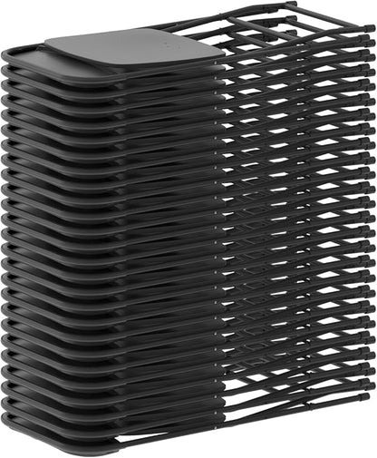 Flash Furniture Hercules Series Plastic Folding Chairs for Parties and Weddings, Stackable Commercial Event Seats with 650-lb. Static Weight Capacity, Set of 4, Black