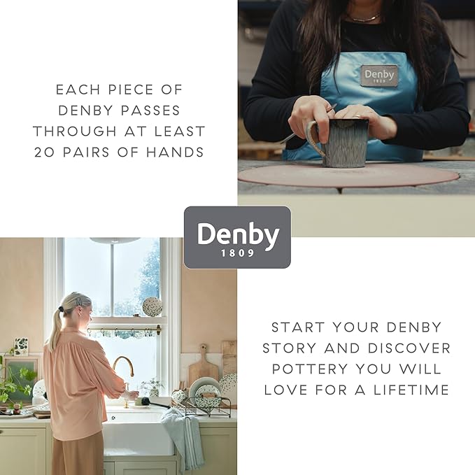 Denby - Azure Haze Coupe Small Plates Set of 6-6.75in Dishwasher Microwave Oven Safe - Reactive Blue Teal Glaze Appetizer Ceramic Stoneware Dinnerware Plates Set - Scratch Chip Resistant