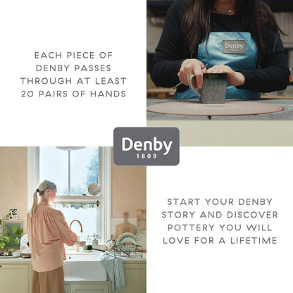 Denby - Azure Haze Coupe Small Plates Set of 6-6.75in Dishwasher Microwave Oven Safe - Reactive Blue Teal Glaze Appetizer Ceramic Stoneware Dinnerware Plates Set - Scratch Chip Resistant