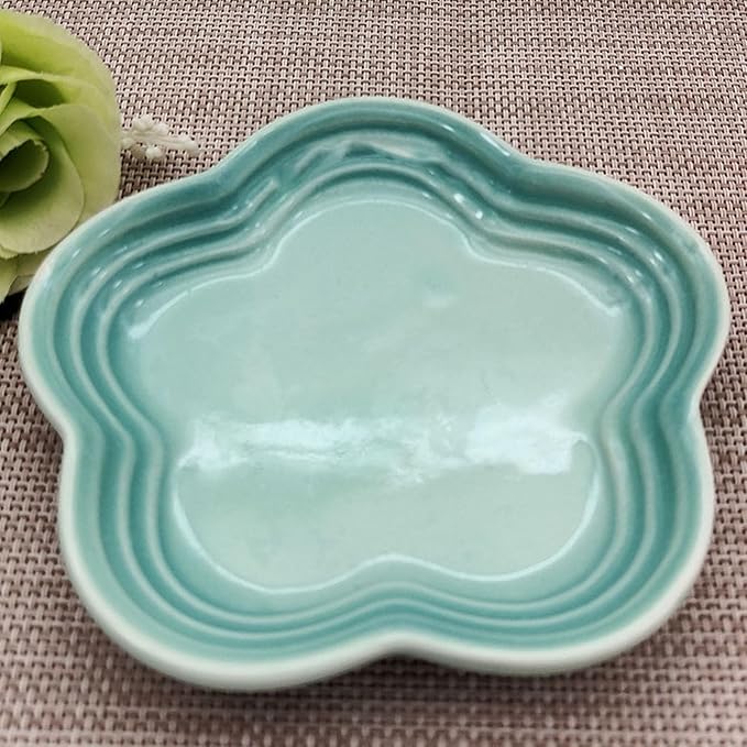 Small Ceramics Dish in Elegant Plums Blossoms Styles Multiple Color Appetizer Plates Perfect for Kitchen Dining Setting Flower Dish