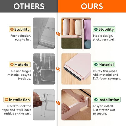 Lifewit 24 Pack Drawer Dividers 4" High 28-43.5cm/11-17" Adjustable Drawer