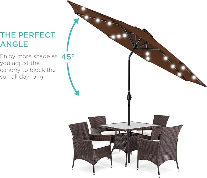 Best Choice Products 10ft Solar Polyester LED Lighted Patio Umbrella w/Tilt Adjustment and UV-Resistant Fabric