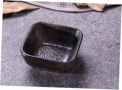 PRETYZOOM 2pcs Square Ceramic Sauce Dishes Retro Seasoning Bowls for Dipping Snack and Appetizer Plates Dishwasher Safe for Home BBQ and Parties