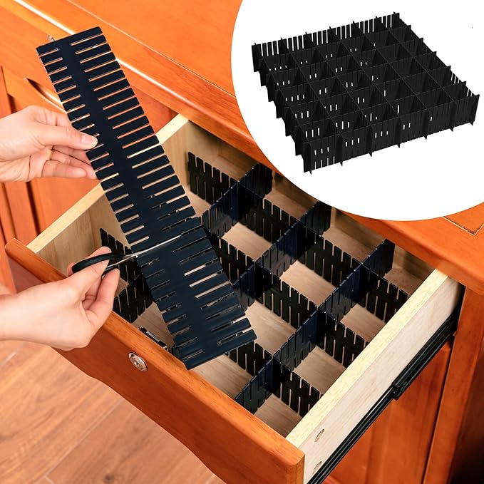 Vesici 80 Pcs Drawer Dividers Adjustable Plastic Organizer DIY Separators