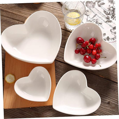 Heart Shaped Ceramic Appetizer Plate Multi Purpose Sauce Dish for Condiments Snacks and Fruit Smooth Finish Kitchen Bowls for Romantic Serving