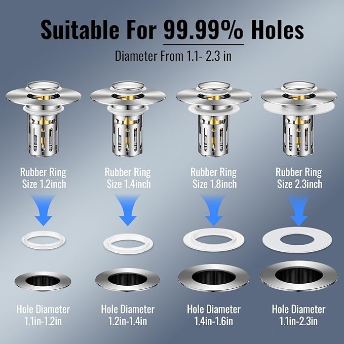 Bathroom Sink Stopper-All Metal Sink Stopper-Universal Fit 99% Bathroom Sink