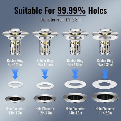 Bathroom Sink Stopper-All Metal Sink Stopper-Universal Fit 99% Bathroom Sink