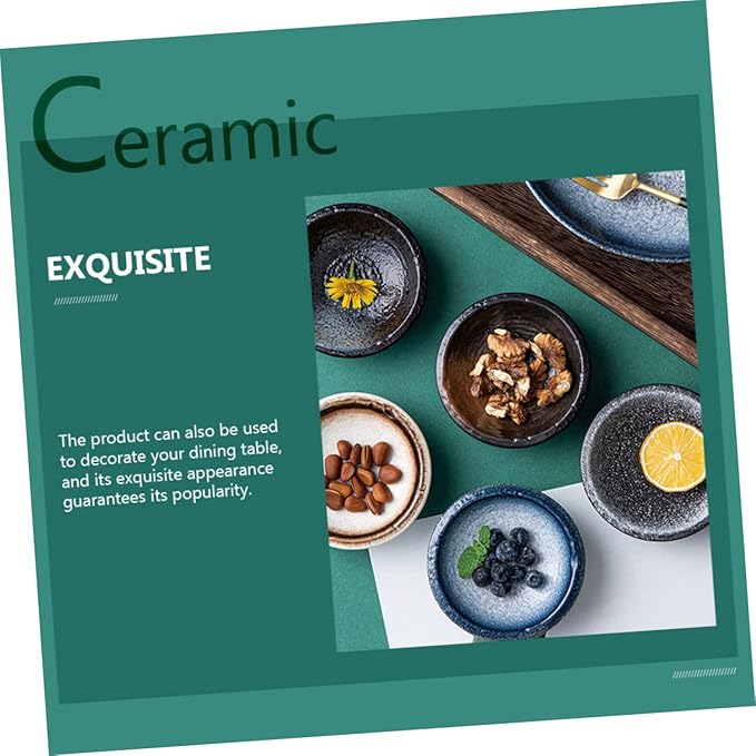 5Pcs Ceramic Dipping Bowls Set Assorted Seasoning Dishes Condiment Plates for Appetizers Suitable for BBQ and Dinner Parties
