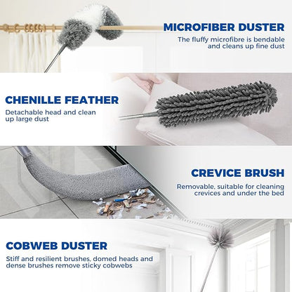 9Pcs Dusters for Cleaning Kit, Extendable Microfiber Duster Tools