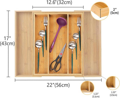 Utoplike Bamboo Expandable Kitchen Drawer Organizer, Adjustable Utensil Holder