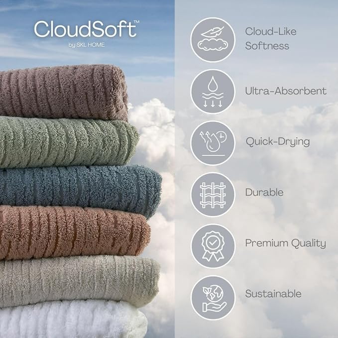 SKL Home CloudSoft Cotton Luxury Hand Towel 2pc Set