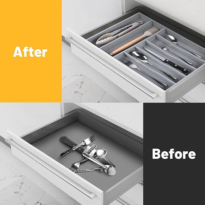 Kitchen Bamboo Silverware Organizer, Kitchen Drawer Organizer