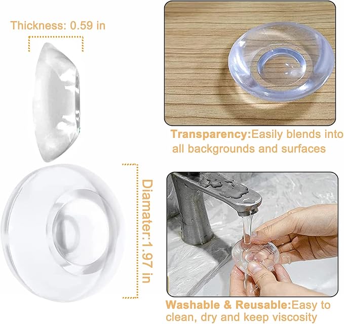 Door Stopper Wall Protector, Adhesive Bumper Protector, Reusable Rubber Door