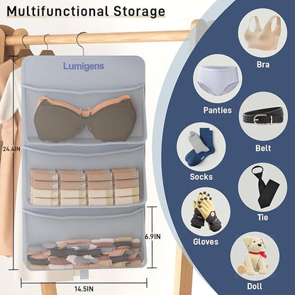 Sock & Underwear Storage Organizer, Hanging Closet Organizer