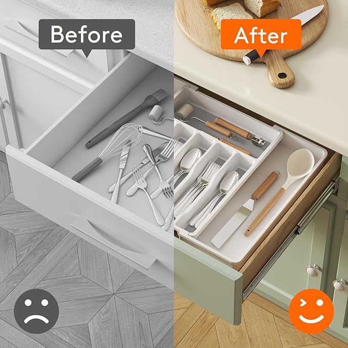 Lifewit Silverware Drawer Organizer, Expandable Utensil Tray
