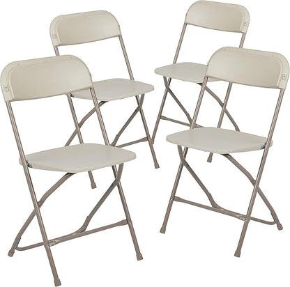 Flash Furniture Hercules Series Plastic Folding Chair - Beige - 4 Pack 650LB Weight Capacity Comfortable Event Chair-Lightweight Folding Chair