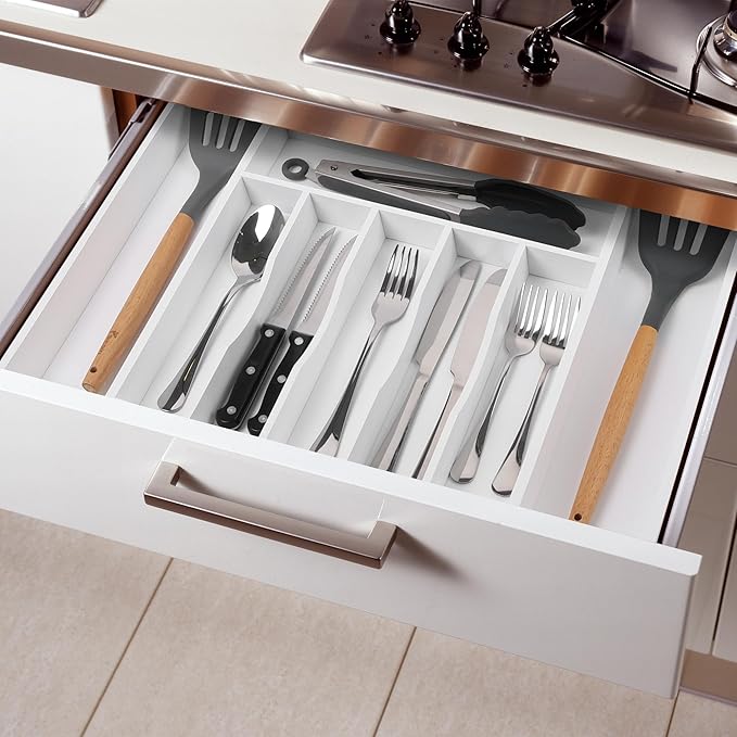Large Premium Bamboo Silverware Organizer
