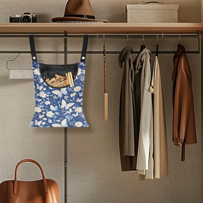 2 Pcs Butterfly and Floral Clothespin Bag