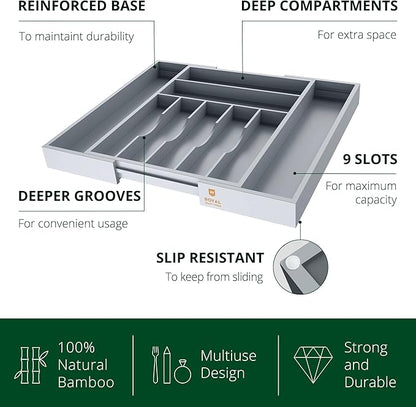 ROYAL CRAFT WOOD Luxury Bamboo Kitchen Drawer Organizer
