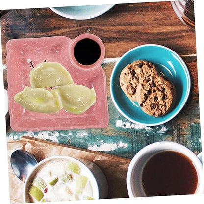 Healifty Ceramics Sauce Dish Pink Dipping Bowl Appetizer Plates for Home Restaurants Catering Easy to Clean Heat and Acid Resistant Condiment Serving Dish