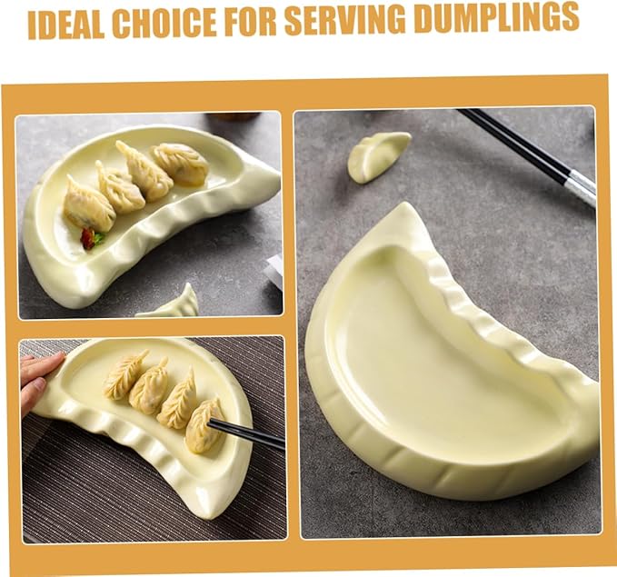 PRETYZOOM Charming Ceramic Dumpling Serving Plate Perfect for Snacks Appetizers and Fruits Suitable for Outdoor Gatherings