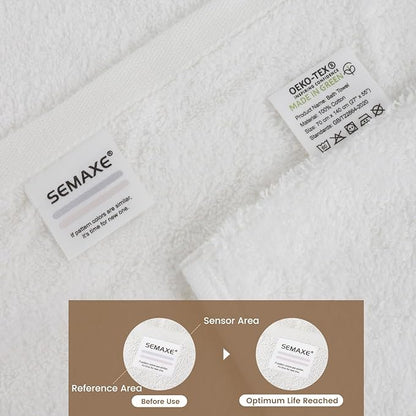 SEMAXE White Bath Towel for Bathroom, 100% Cotton Towel