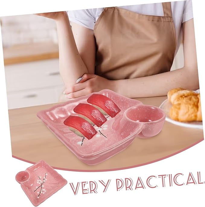 DECHOUS Creative Pink Dipping Bowl Ceramic Appetizer Plates for Sauces Seasonings and Condiments Home Restaurants and Catering Easy to Clean