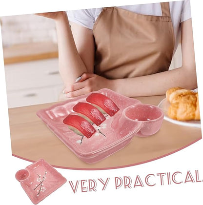 DECHOUS Creative Pink Dipping Bowl Ceramic Appetizer Plates for Sauces Seasonings and Condiments Home Restaurants and Catering Easy to Clean