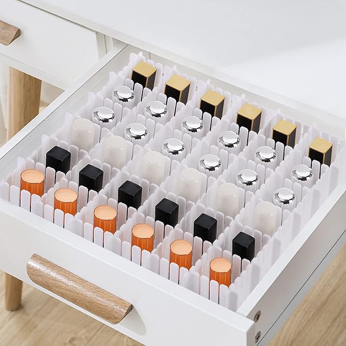 Foraineam 48Pcs Drawer Dividers, Adjustable DIY Grid Divider White Storage