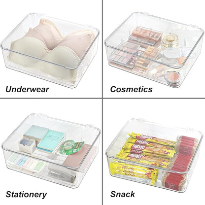 Clear Storage Container Drawer Organzier Dividers, Removable Divided Plastic