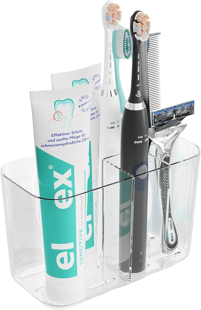 Toothbrush Holder for Bathroom Countertop and Wall