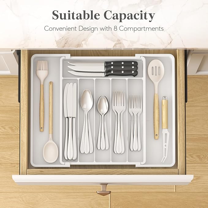 Lifewit Silverware Drawer Organizer, Expandable Utensil Tray