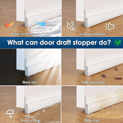 Hojoy 2 Pack Under Door Draft Stopper, Adjustable Door Sweep Anti-Collision