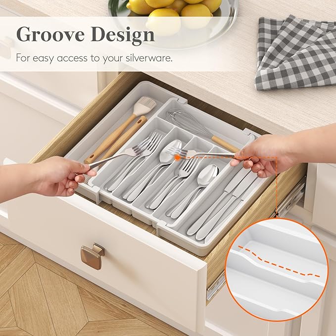 Lifewit Silverware Drawer Organizer, Expandable Utensil Tray