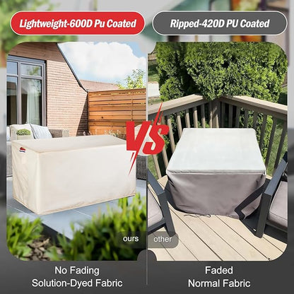 Youlvy Fire Pit Cover Rectangular 52 Inch - Waterproof Outdoor Fire Table Cover Rectangle Heavy Duty, 600D Patio Propane Gas Firepit Cover Rectangular Tear Weather Resistant - 52 x 36 x 20 Inch Beige