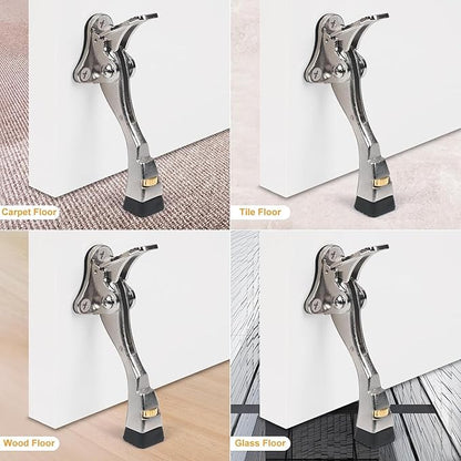 6 Packs Heavy Duty Kickdown Door Stopper, One Touch Adjustable Kickdown Door