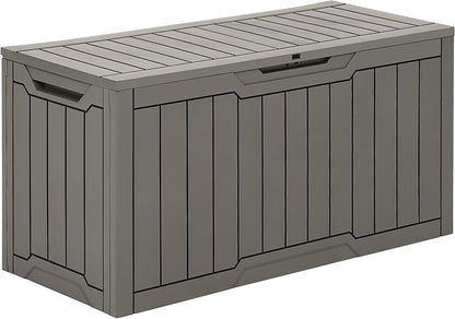YITAHOME 80 Gallon Outdoor Storage Box, Large Waterproof Resin Deck Box, Indoor Outdoor Lockable Storage Container for Patio, Garden, Cushions, Tools, Equipment (Taupe)