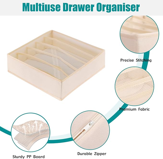 Drawer under Cabinet Clothes Organizer 5 Cell Foldable Storage Cubes Underwear