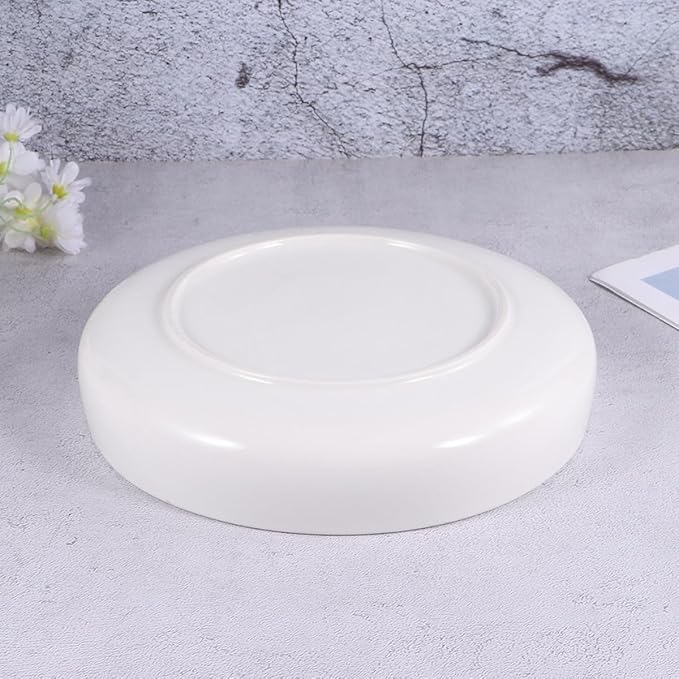 BESPORTBLE Ceramic Shallow Plate for Noodles and Salad, 21cm White Food Dish for Appetizers and Western Cuisine Serving, Multi-use Porcelain Plate for Home and Restaurant