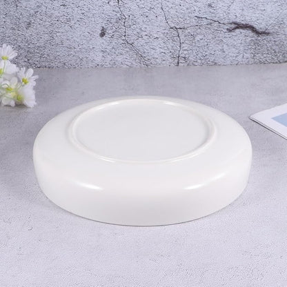 BESPORTBLE Ceramic Shallow Plate for Noodles and Salad, 21cm White Food Dish for Appetizers and Western Cuisine Serving, Multi-use Porcelain Plate for Home and Restaurant