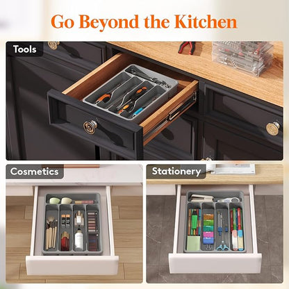 Lifewit Silverware Drawer Organizer Tray, Plastic Cutlery Storage