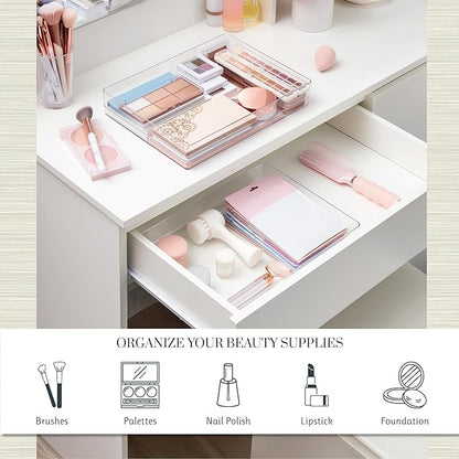 STORi SimpleSort 2-Piece Stackable Clear Drawer Organizer Set | 15" x 6" x 2"