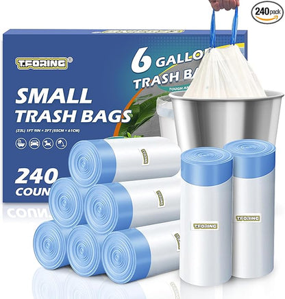 240 Count 6 Gallon Trash Bags Drawstring