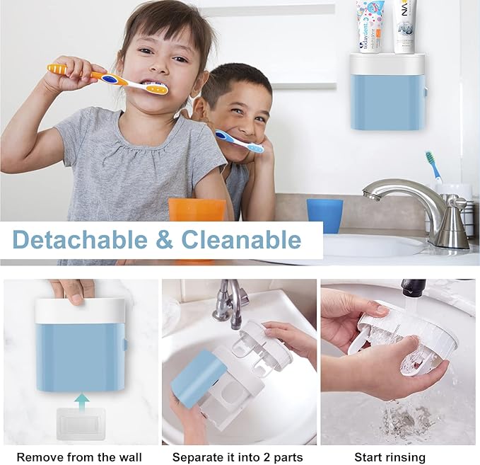 Toothbrush Holder Toothpaste Dispenser Wall Mounted