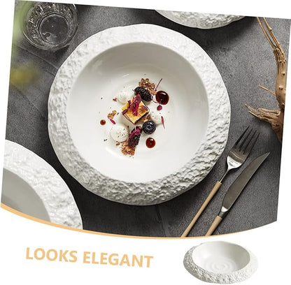 STOBAZA Ceramic Plate with Unique Rock Pattern Decorative Dish for Appetizers Snacks and Salads Elegant Dinnerware for Home and Restaurant Use
