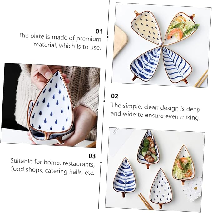 ABOOFAN 3pcs Ceramic Sauce Dipping Dishes for Seasonings Appetizers and Snacks Random Styles Smooth Texture Kitchen Serving Plates for Home and Restaurant Use