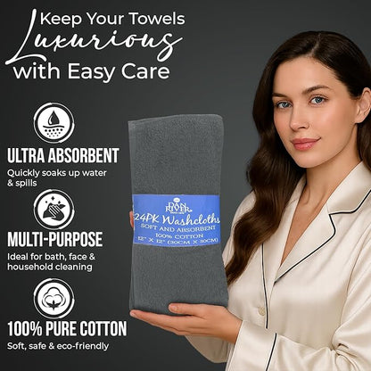 DAN RIVER 24 Pack Wash Cloths for Showering