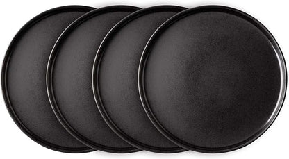 AmorArc Stoneware Dinner Plates Set of 6, 10.5 Inch Reactive Matte Glaze Ceramic Plates Set, Modern Dinnerware Dish set for Kitchen,Microwave, Dishwasher Safe, Scratch Resistant - Matte Black