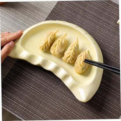 Alipis Dumpling-shaped Ceramic Plate Creative Dinnerware for Appetizers Snacks and Decorative Use Microwave and Dishwasher Safe Plates for Kitchen Dining